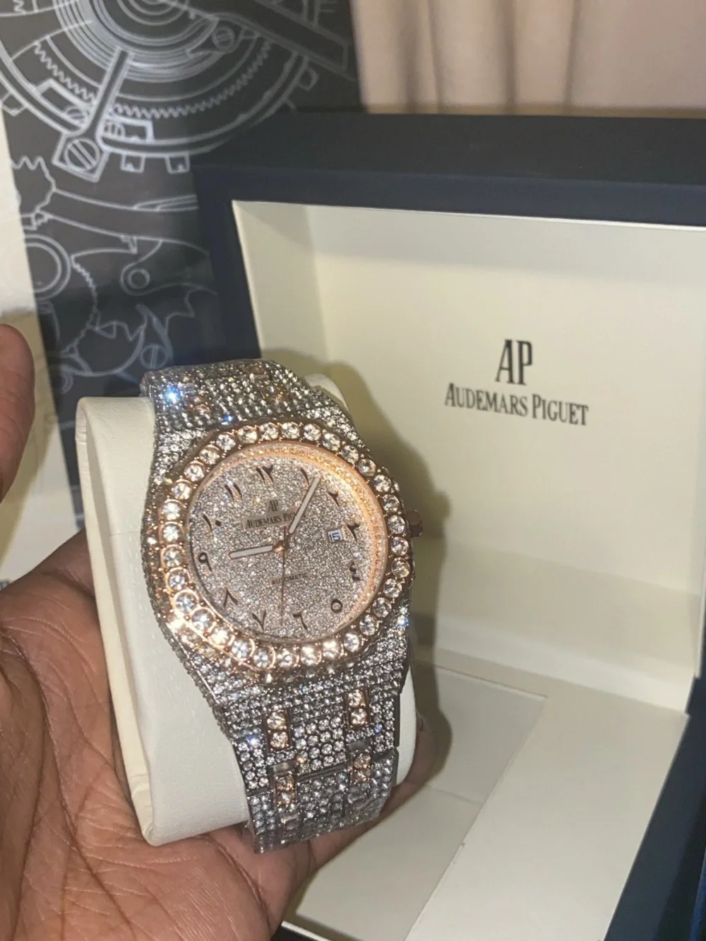 Audemars Piguet Two-Tone Diamond Pavé Watch in Silver and Rose Gold